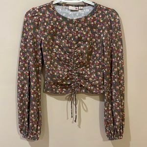 Floral long sleeve crop top